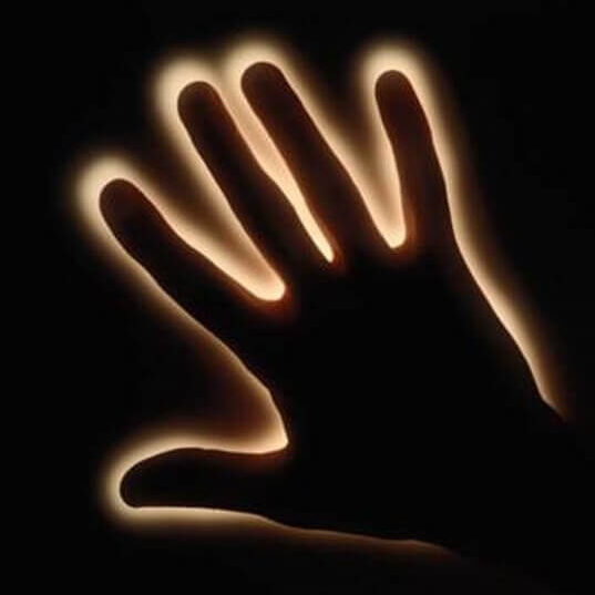 Hand with light square